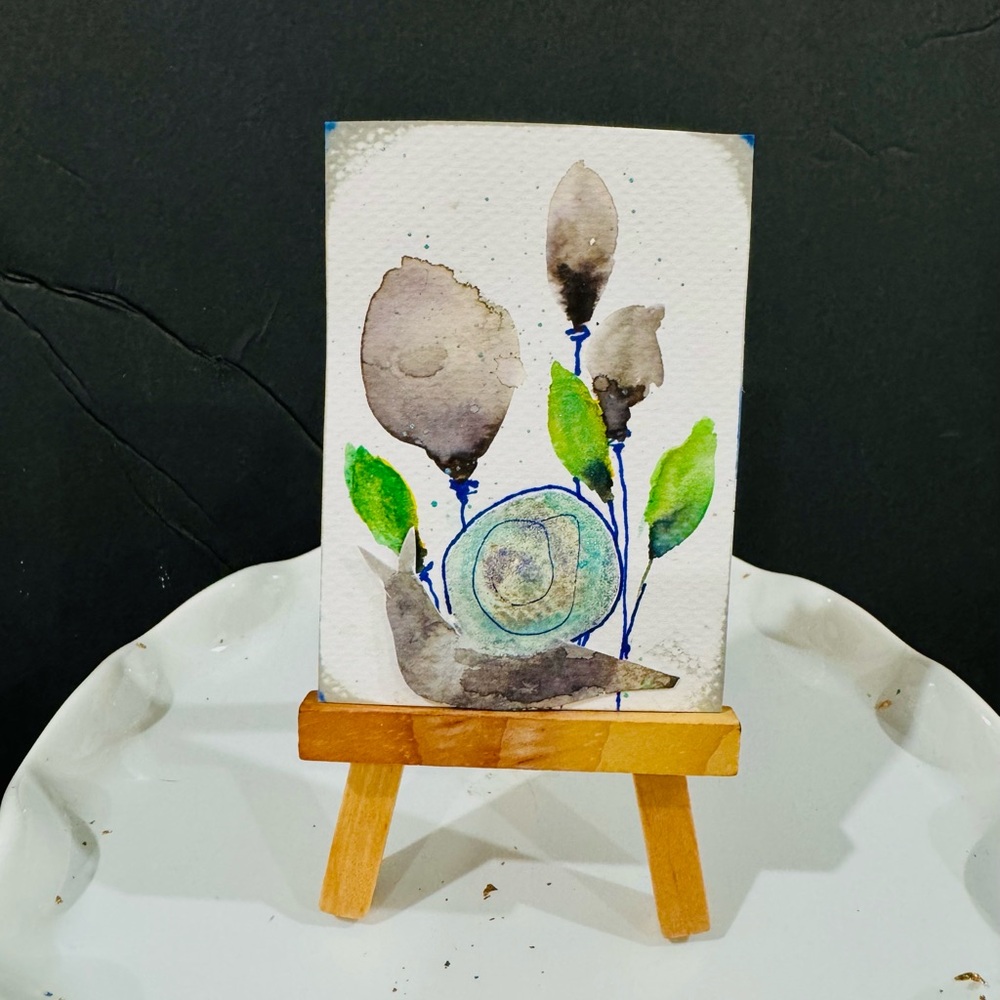 Mini watercolor small art with easel